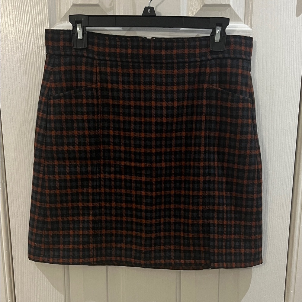 Plaid Women's Skirt - Orange/Grey/Black